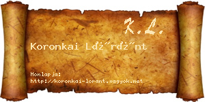 Koronkai Lóránt névjegykártya